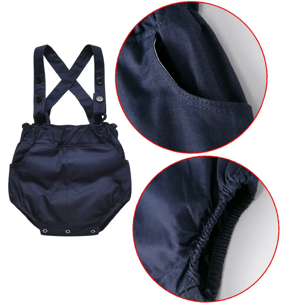 

Newborn Baby Boy Clothes Bowknot Star Print Romper Jumpsuit Playsuit+Overall Short Pant 2pcs Outfit Clothes