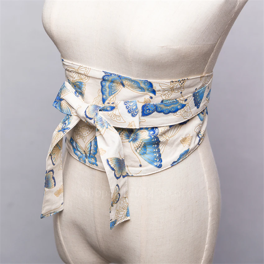 Японский стиль ретро Харадзюку кангава цветочный этнический Пояс Женская юката