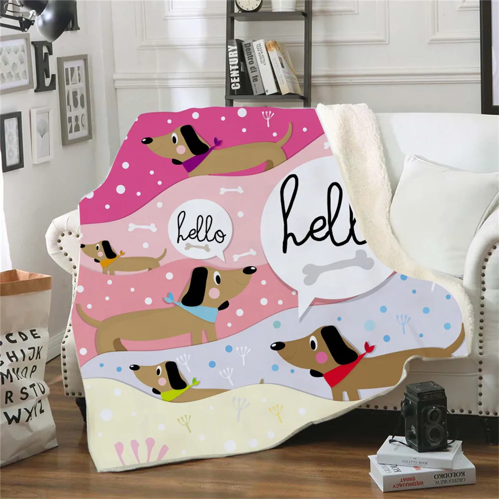 Одеяло с 3D принтом такса для детей бархатное плюшевое покрывало Флисовое одеяло