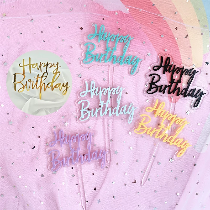 New happy birthday cake topper Baking Dessert Insert Decor Cupcake wedding Birthday Party Decorations baby shower Cake Top | Дом и сад