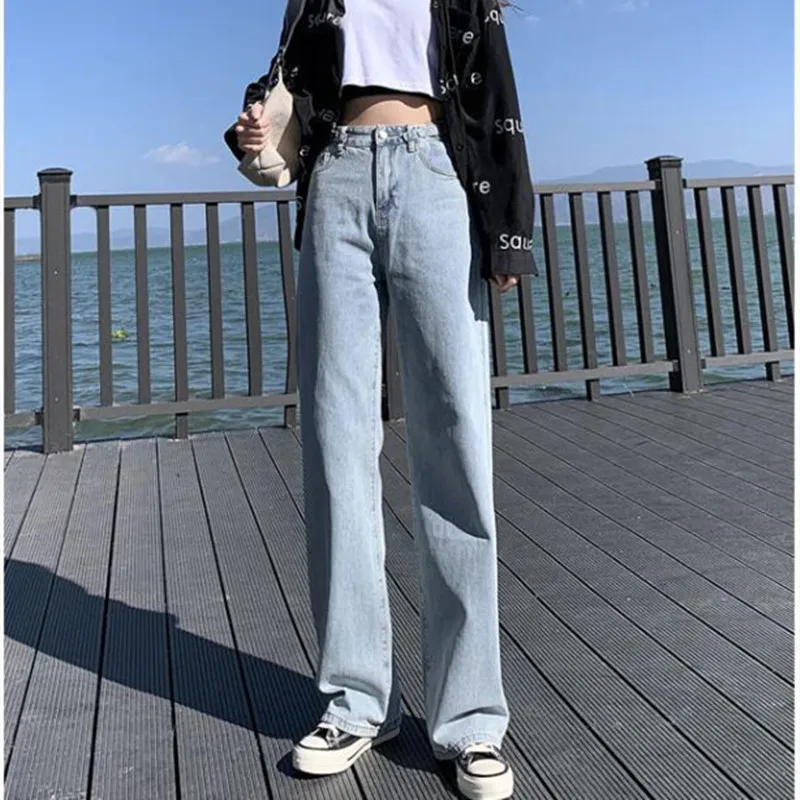 

Woman Jeans High Waist Clothes Wide Leg Denim Clothing Blue Streetwear Vintage Quality Fashion Harajuku Straight Pants