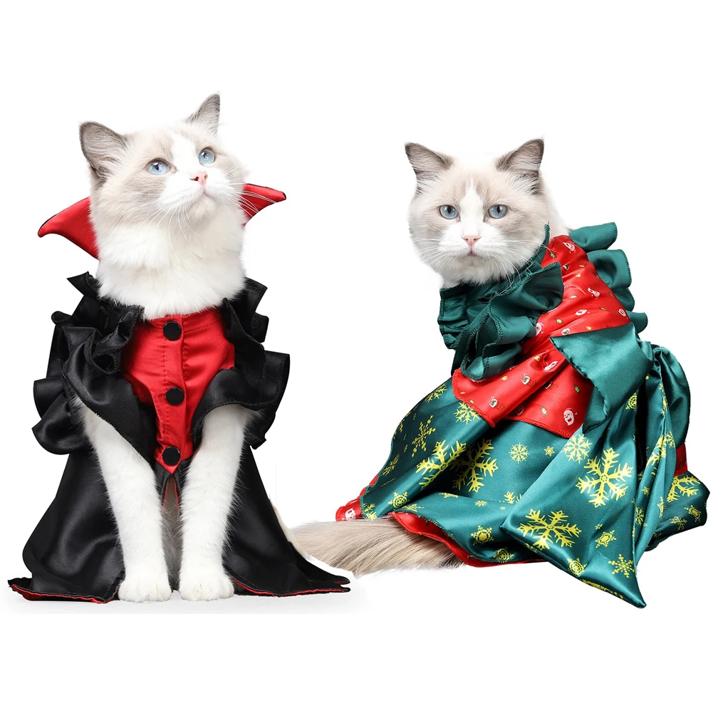 

Halloween Dog Cat Clothes Cute Cosplay Christmas Tree /Vampire Dress Kitten Puppy Festival Funny Skirt Photo Props For Party