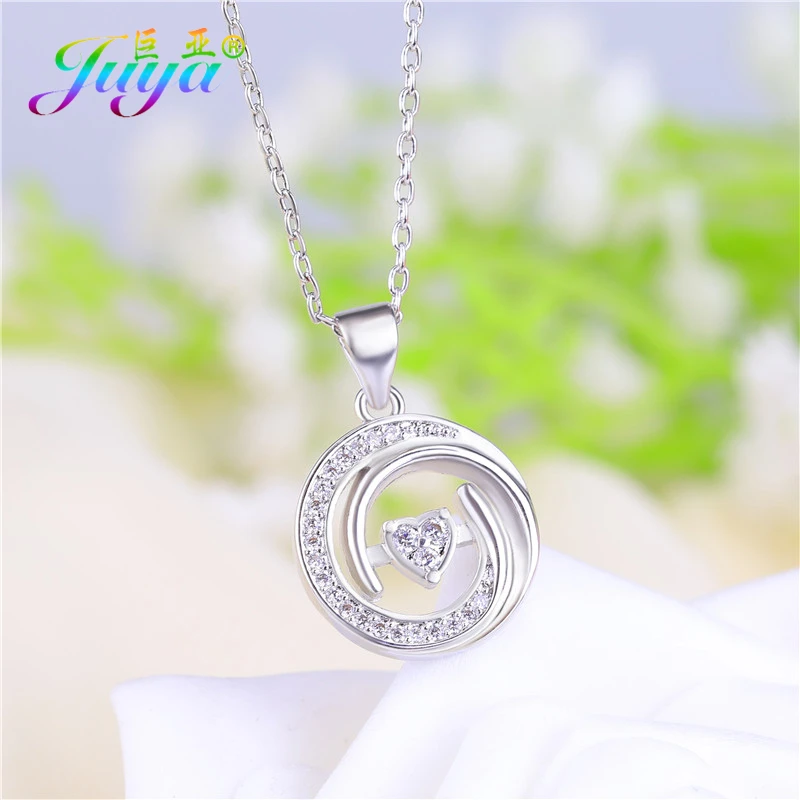 Juya 2021 новый простой дизайн серебристый розовое золото ожерелье с сердечком для