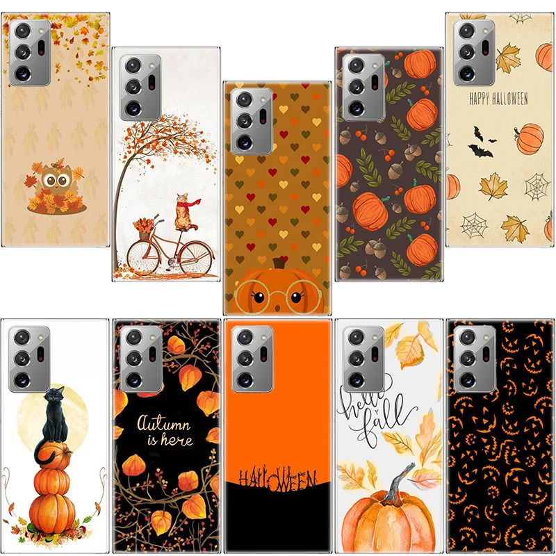 Autumn leaves fall fox pumpkin Halloween Phone Case For Samsung S22 Ultra S21 Plus Galaxy S20 FE S10 Lite 2020 S9 S8 S7 S6 Edge