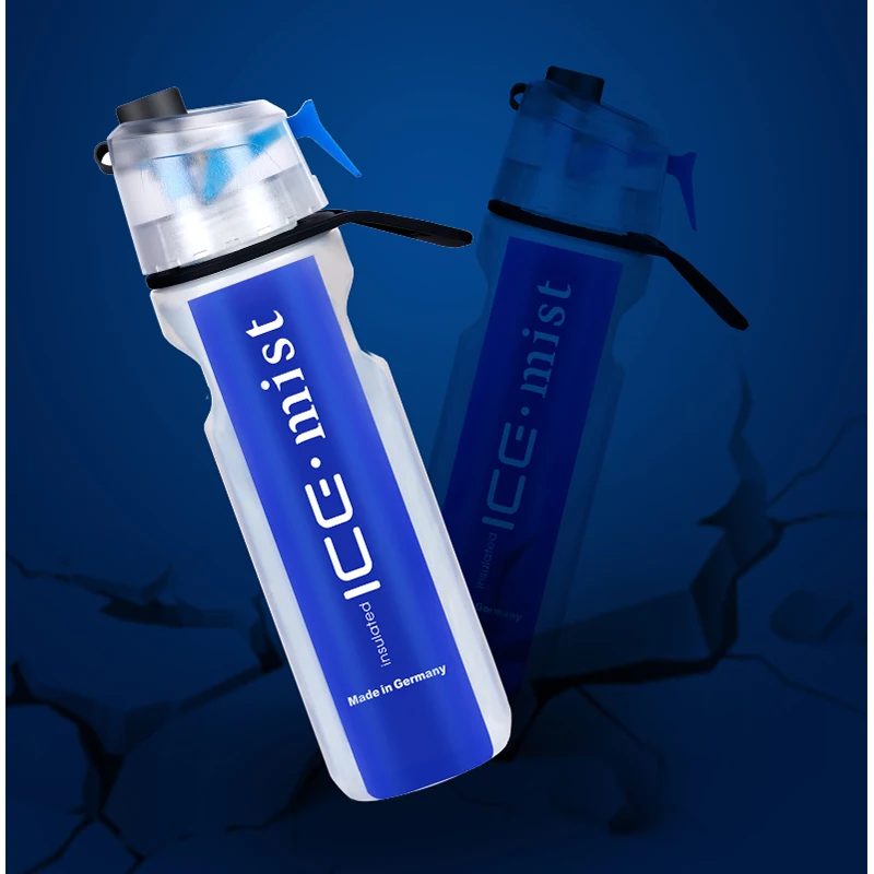 

ICE mist 590ml Water Bottles Outdoor Sports Double Layer Ice cold Water Jug Insulated Mist Spray Water Bottles