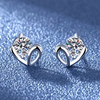 s925 fashion earrings jewelry heart shaped inlaid zircon earrings small fresh ear jewelry wholesale high quality cubic zirconia
