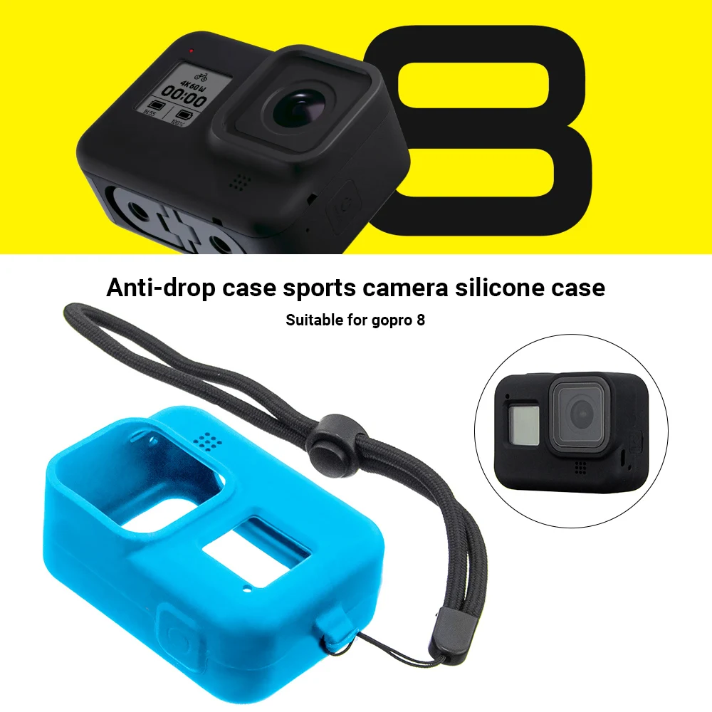 

Silicone Protective Case Protector + Wrist Lanyard Action Camera Sleeve Cap Cover for GoPro Hero 8 Black Camera Accessories