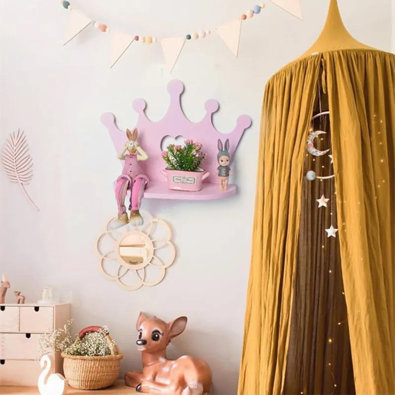 Деревянная полка принцессы с короной украшение для детской комнаты настенные