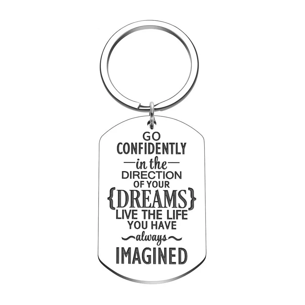 

Car Keychain for Women Men Engraved Charm Key Ring Pendant Go Confidently Graduation Birthday Gifts for Her Him