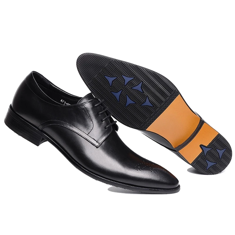 

Summer Style Genuine Leather Man Formal Dress Party Shoes Pointed Toe Laces Carved Handmade Men's Derby Breathable Oxfords WF170