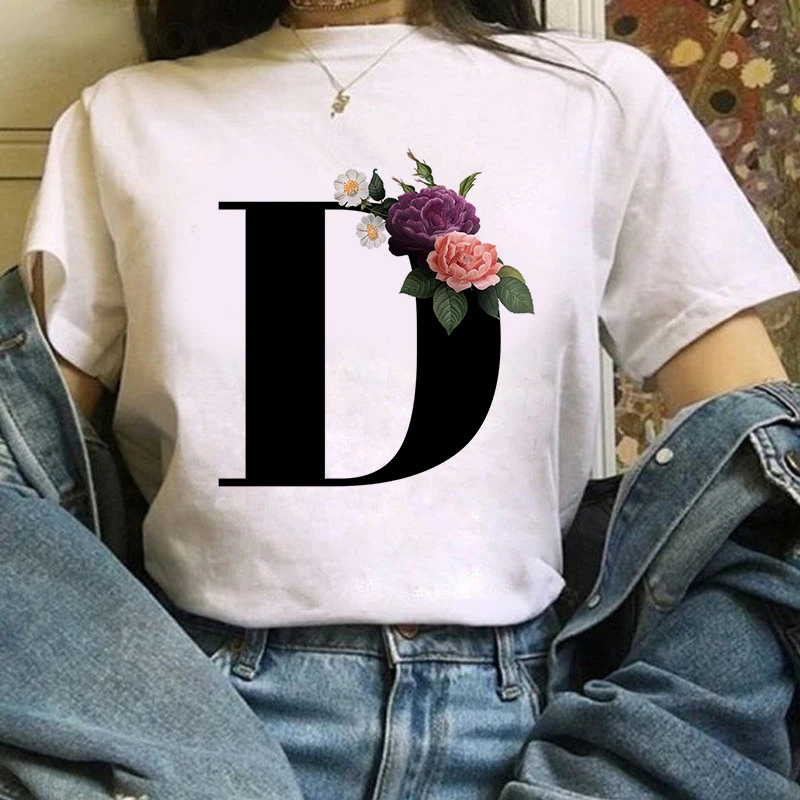 26 letters Print T shirt Women Fashion Tshirt O neck Short Sleeve Harajuku T shirt White Tops Female Tops print t shirt women tee tops fashion summer women tshirt casual short sleeve female tshirt harajuku cow dot print basic t shirt