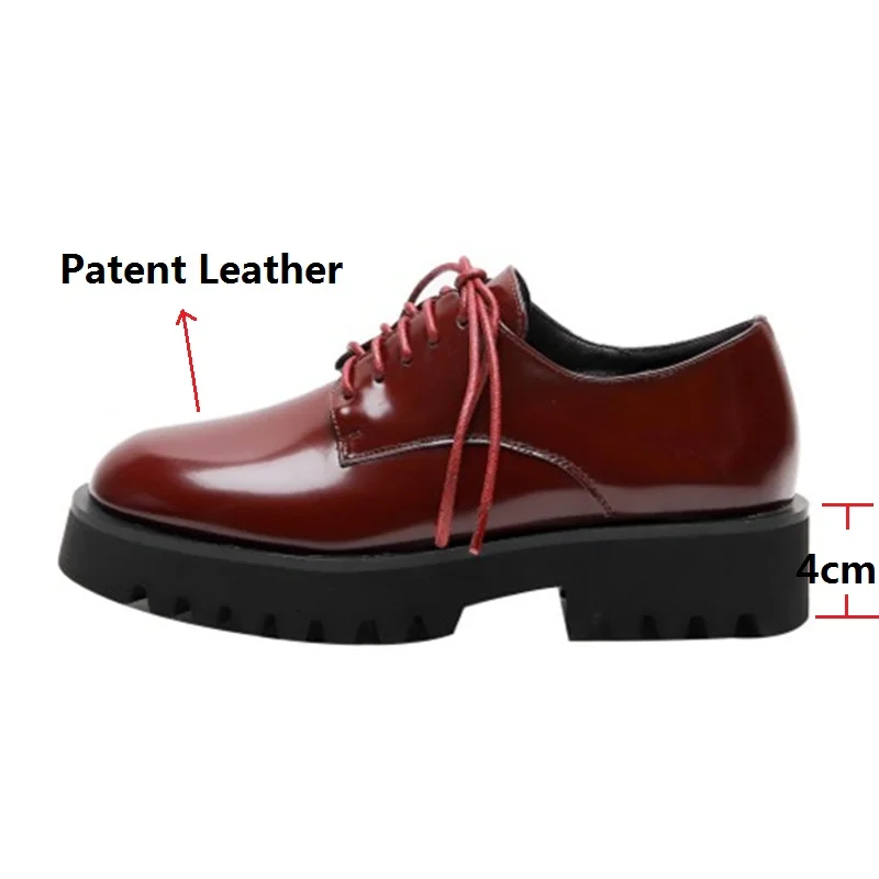 

ochanmeb new 2021 spring Derby shoes women flat platformed creepers lace up shoes college teenager girls flats casual shoes red
