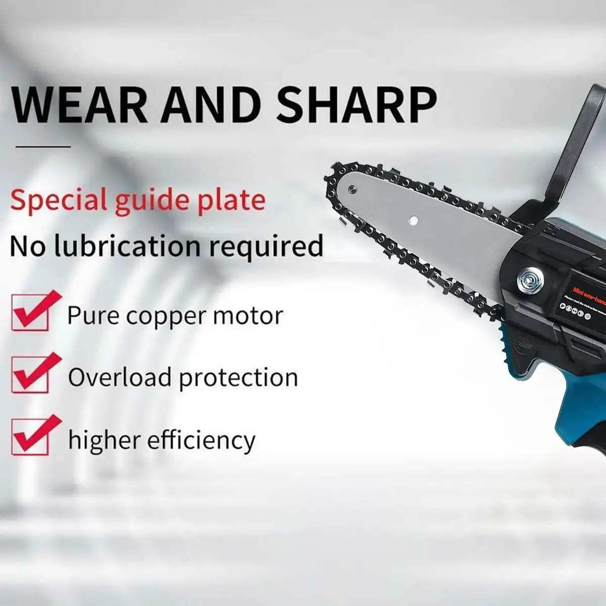 

800W Electric Chain Saw Portable Mini Pruning Saw Rechargeable Woodwork Cutter Tools Garden Logging with 2pcs Makita Battery