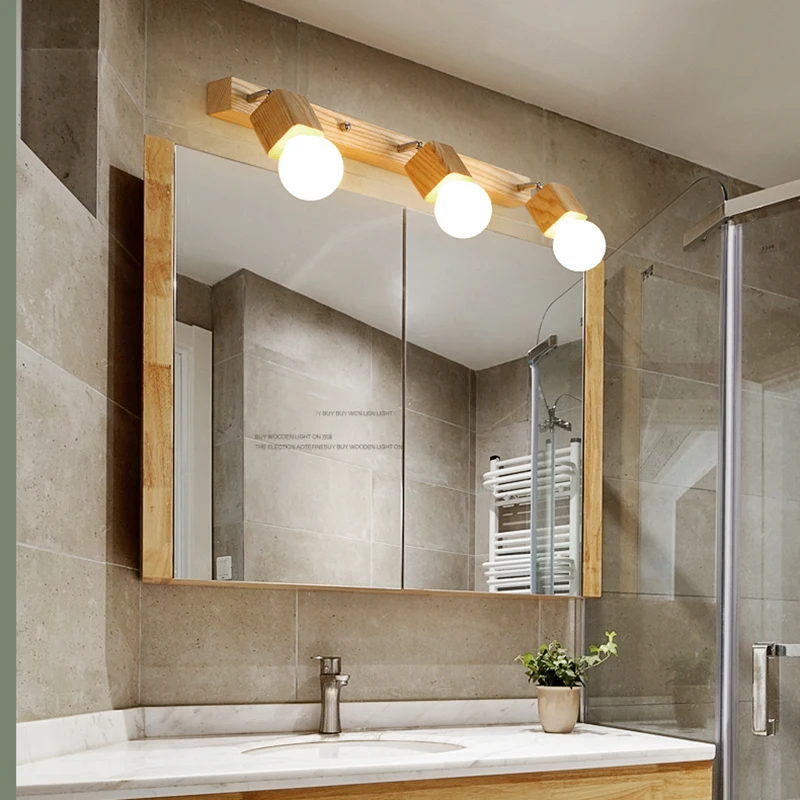 Современный настенный светильник деревянный светодиодный зеркальный передний
