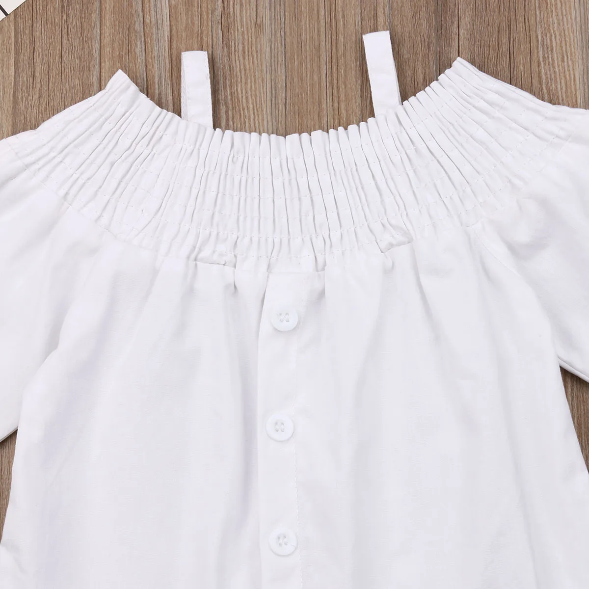 Новинка 2019 года комплекты одежды для маленьких девочек белые топы с открытыми