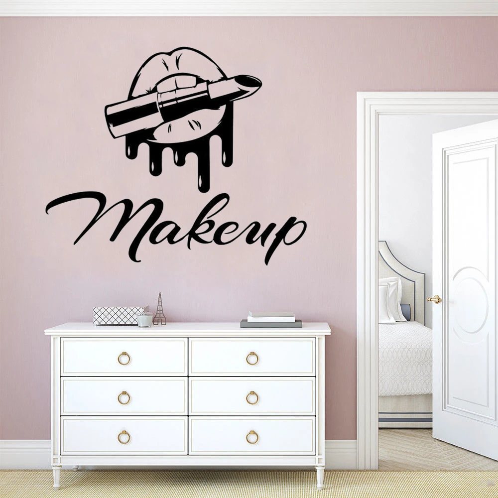 Для макияжа губ губная помада Красота салон Наклейка на стену макияж косметика