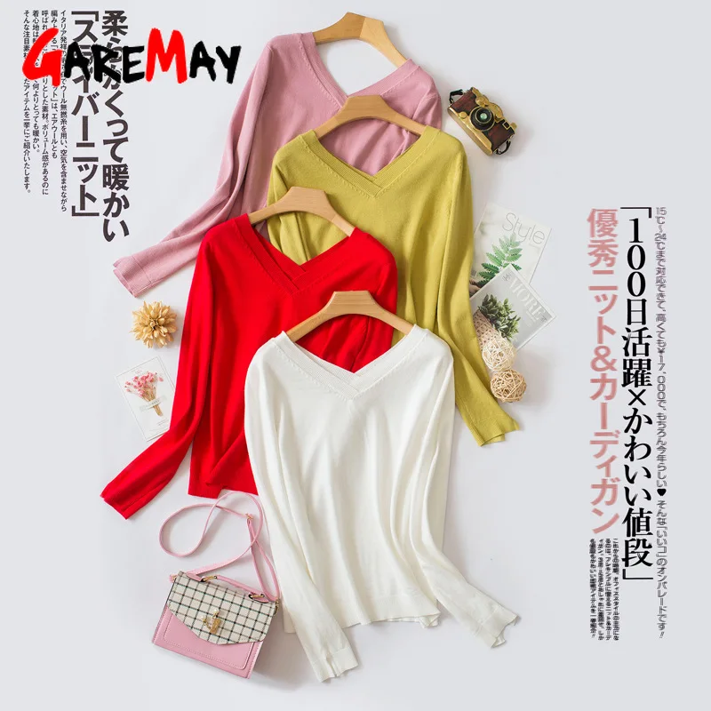 Осенне-зимний женский пуловер вязаный эластичный Повседневный джемпер с