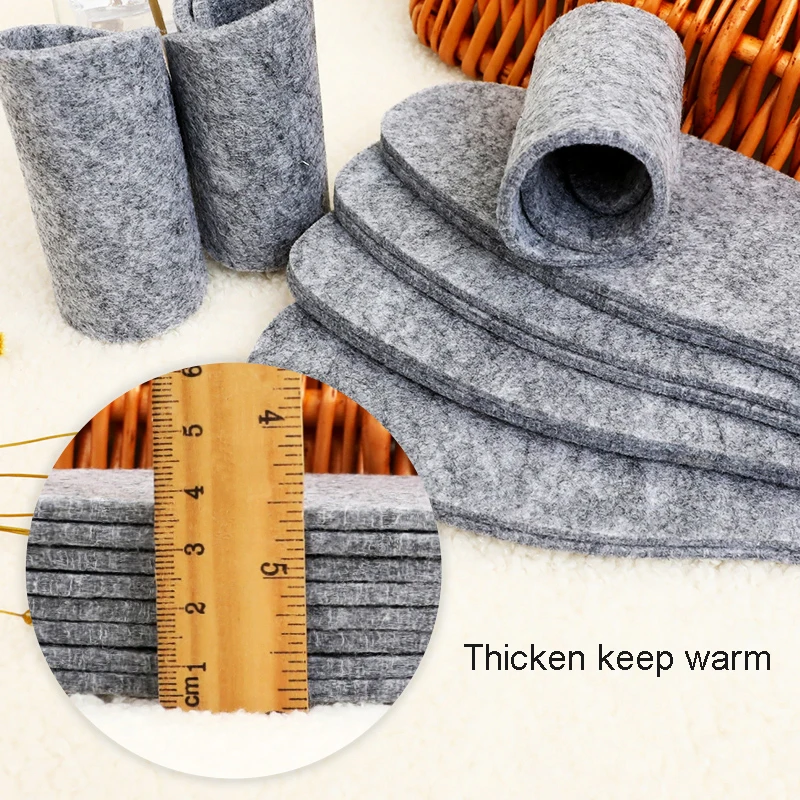 3 Pairs/5 Pairs Thermal Wool Felt Insoles Thicken Warm Insole for Men Women Shoes Breathable Skin-friendly Shoe Pad
