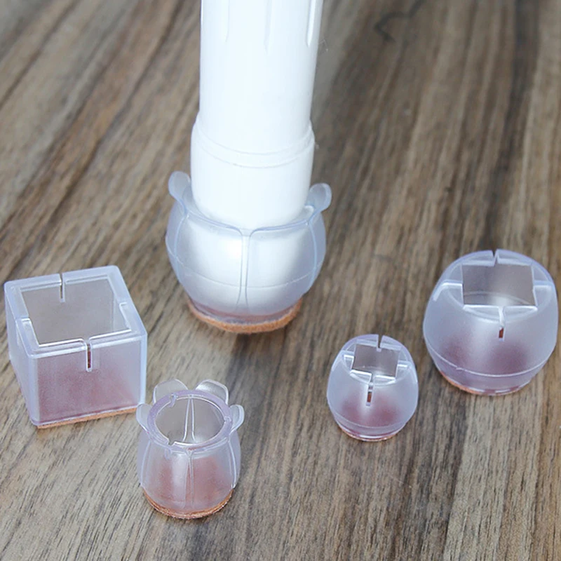 

4pcs Silicone Rectangle Square Round Chair Leg Caps Feet Pads Furniture Table Covers Wood Floor Protectors