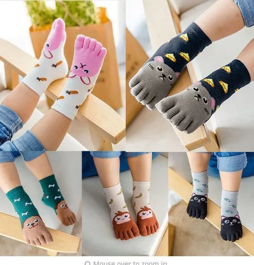 

Baby Cotton Socks Toddler Baby Kids Girls Boy Cartoon Animal Five Anti Slip Cotton Socks Cute Newborn Clothes Accessories