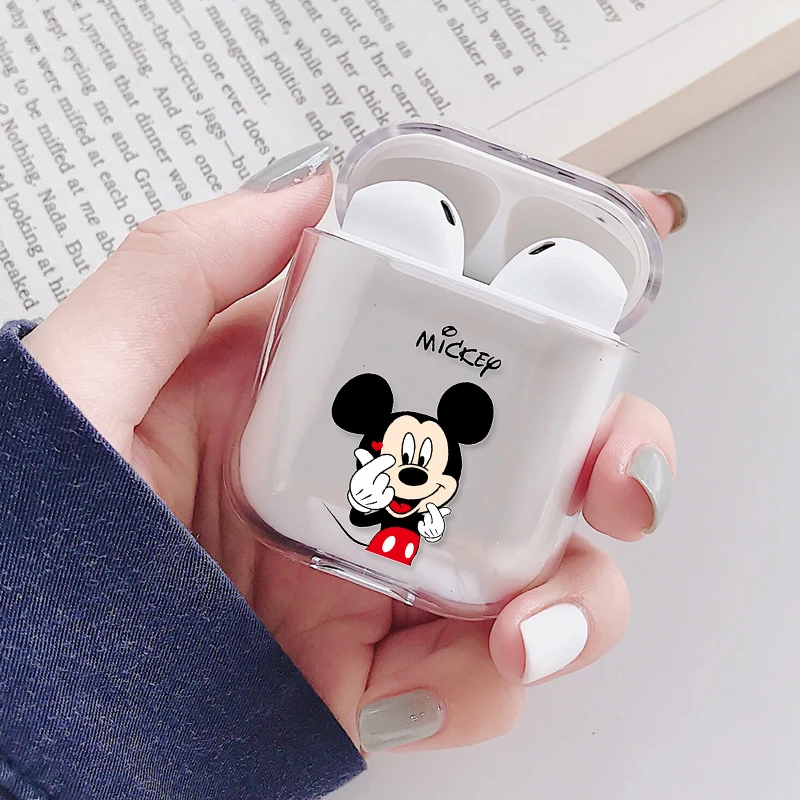 Мультфильм Микки Минни пара чехол для Airpods беспроводные наушники прозрачный защитный чехол для Apple Air Pods 1 2 Наушники