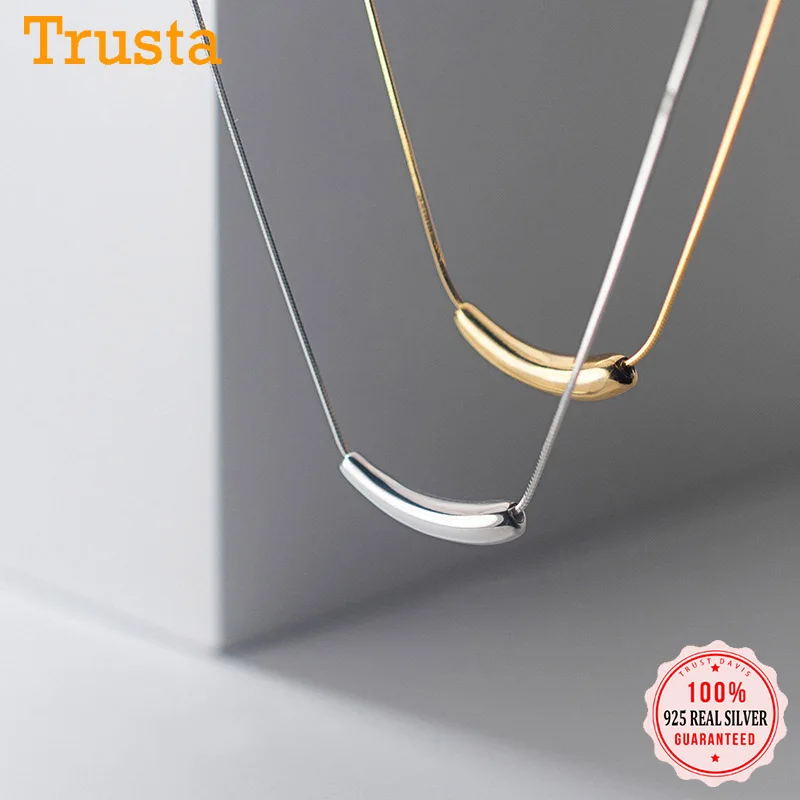 

TrustDavis Real 925 Sterling Silver Fashion Sweet Geometric Snake Chain Necklace For Women Wedding Valentine's Day Jewelry DB459