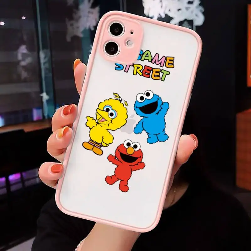 

Cute cartoon Sesame Street Phone Case Matte Transparent for iPhone 7 8 11 12 s mini pro X XS XR MAX Plus cover funda