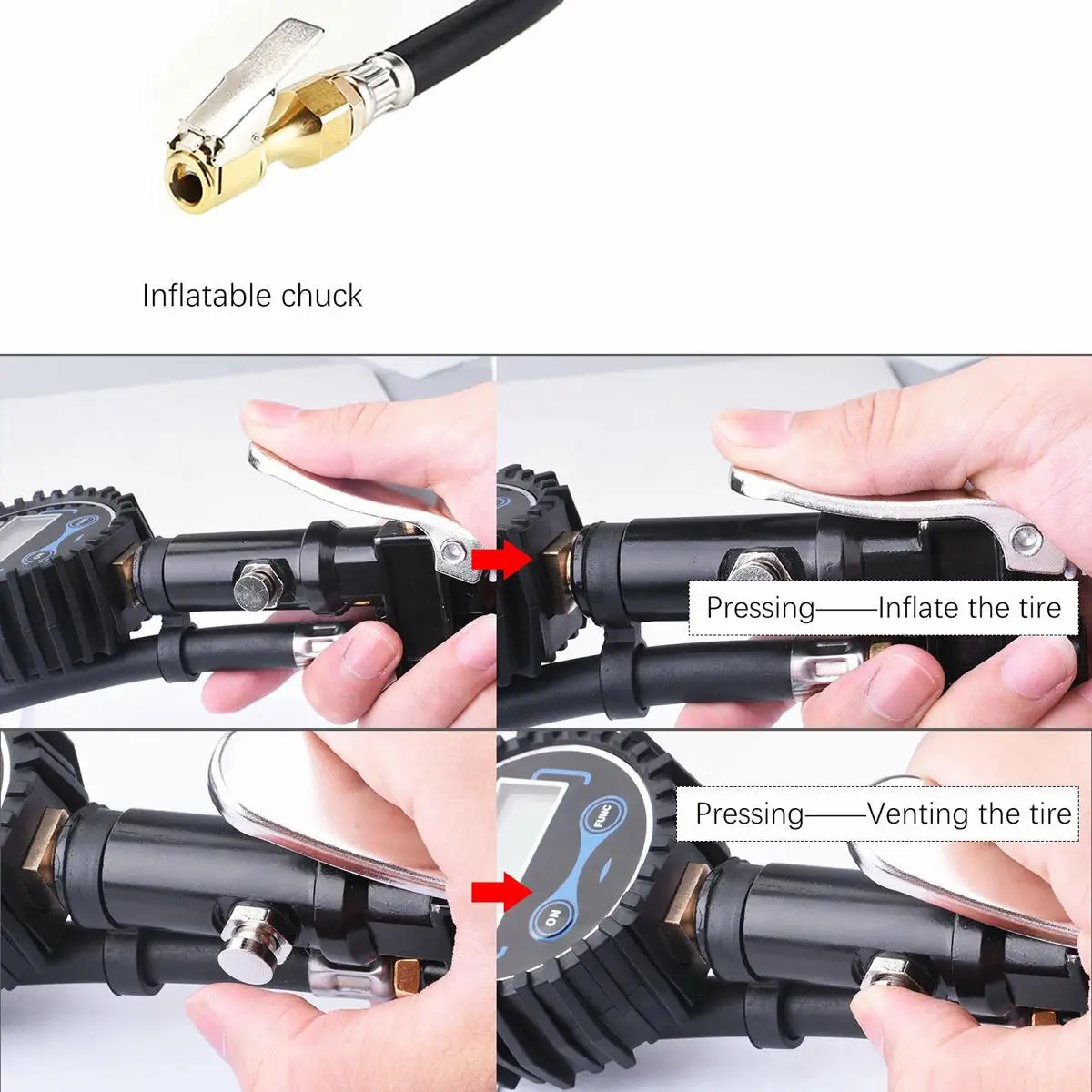 

Digital Tire Inflator Pressure Gauge Air Compressor Pump 300psi Quick Connect Coupler For Car Truck Motorcycle with LED Display