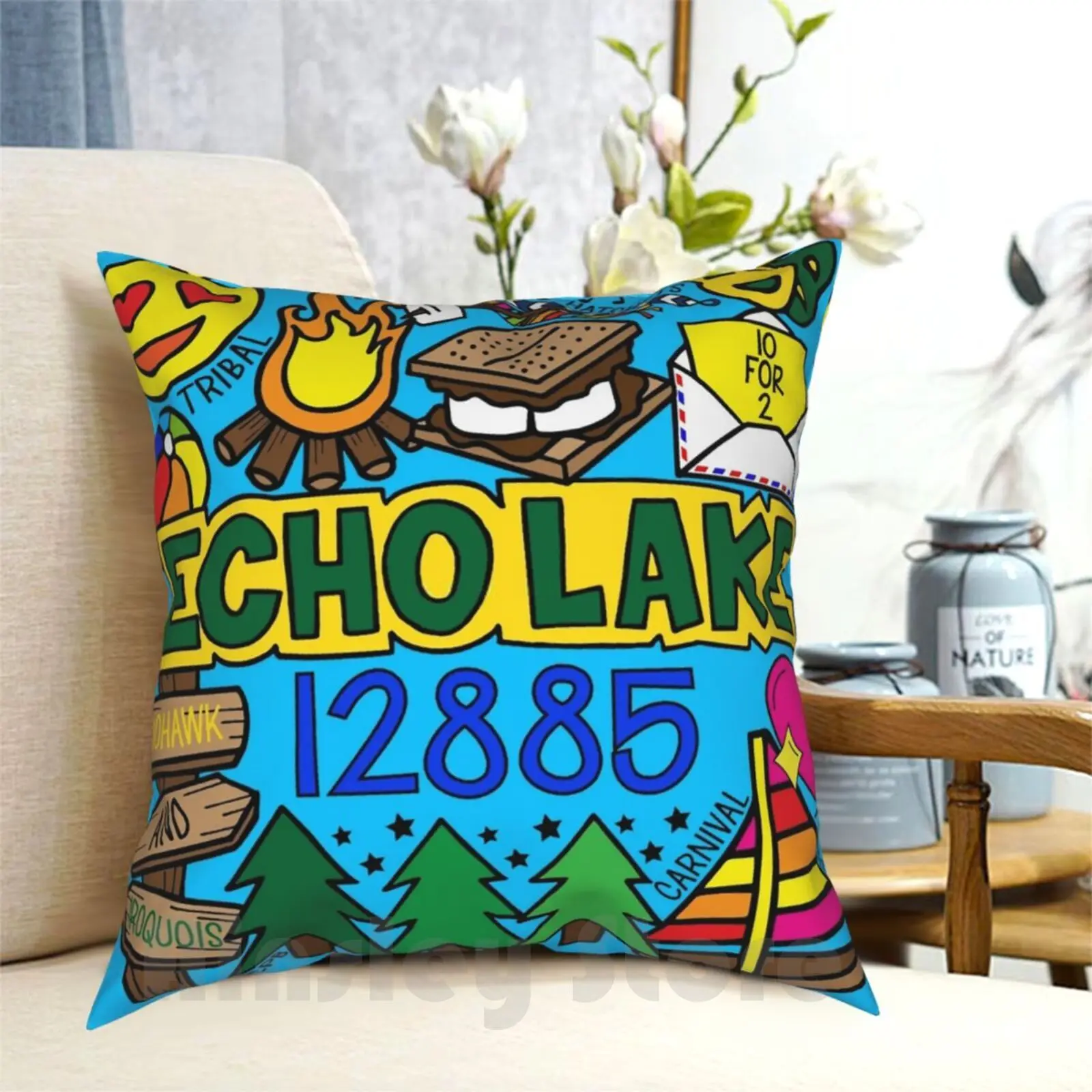

Echo Lake Pillow Case Printed Home Soft Throw Pillow Camp Echo Lake 12885 Summer 10 For 2 Carnival Mohawk Iroquois