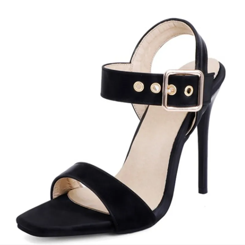 

Fanyuan Thin High Heel PU Leather Summer Sexy Female Shoes Slingback Ankle Strap Buckle Party Fashion Women Pumps Size 30-48