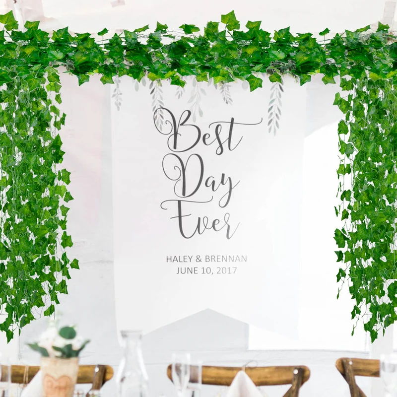 12 шт. 2 м искусственные зеленые листья плюща Бегония растения-гирлянды