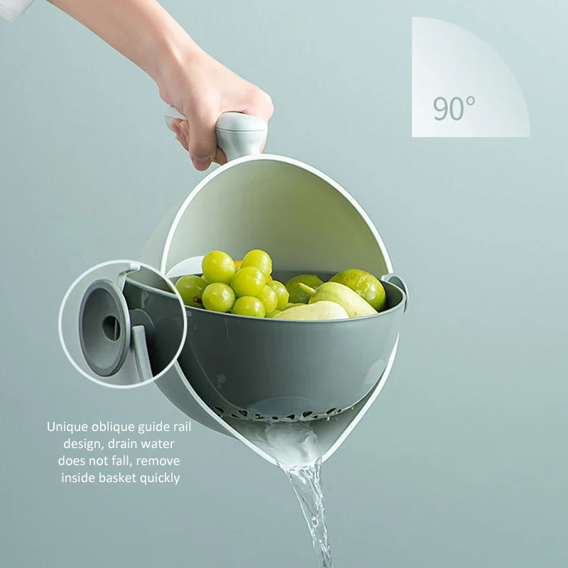 

Upgraded Bird Drainage Basket Double-layer Fruit Rotating Drainage Basket Multifunctional Vegetable Washing Storage Baskets