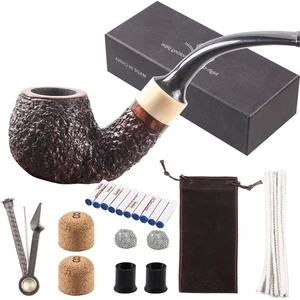 Курительная трубка для табака, скребок 3 в 1, фильтры для труб 9 мм, ручная работа, изогнутая подарочная коробка