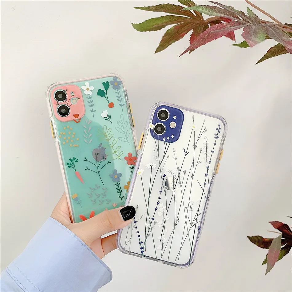 

Fashion Flower Transparent Phone Case For iPhone 11 Pro Max X XR Xs Max SE 2020 Soft TPU Clear Cover For iPhone 7 8 Plus Cover