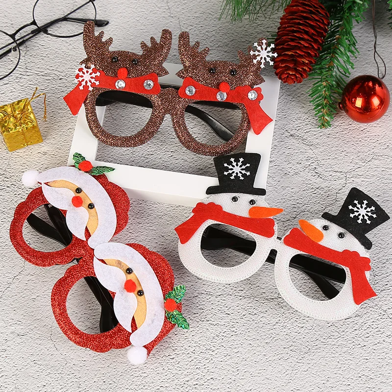 

2022 New Merry Christmas Glasses Santa Claus Snowman Christmas Decorations For Home Xmas Natal Navidad Decor New Year Kids Gifts