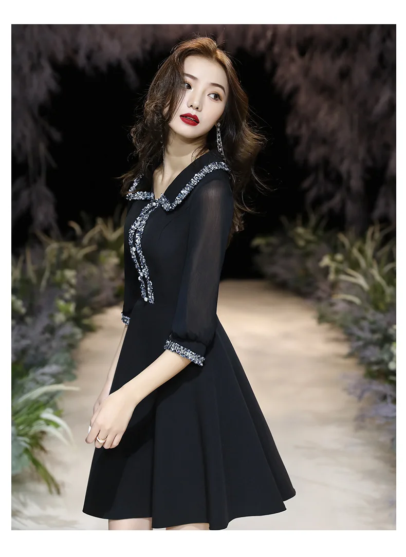 Черное сексуальное женское платье знаменитости для вечеринки подростков