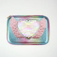 new kawaii pencil case for girls kids school supplies stationery sequins love mirror pen box office colorful pencil bags