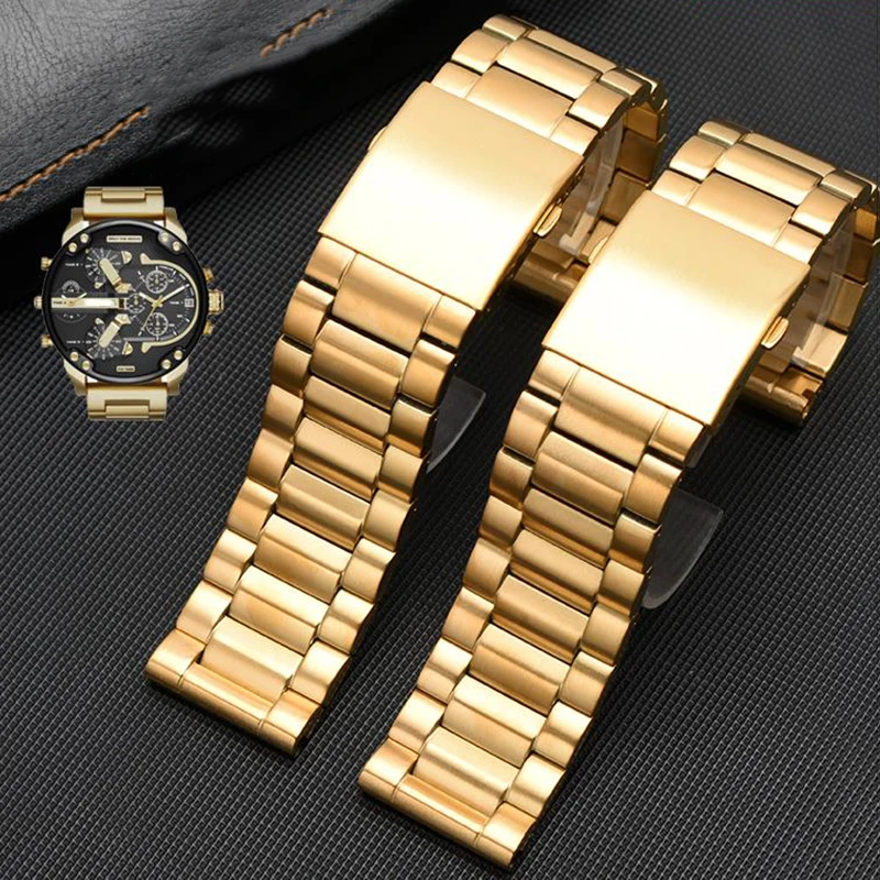 

Luxury Gold stainless steel watchband For Diesel DZ7333 DZ7371 DZ7311 DZ7313 watch strap 22 24 26 28mm men's watch bracelet