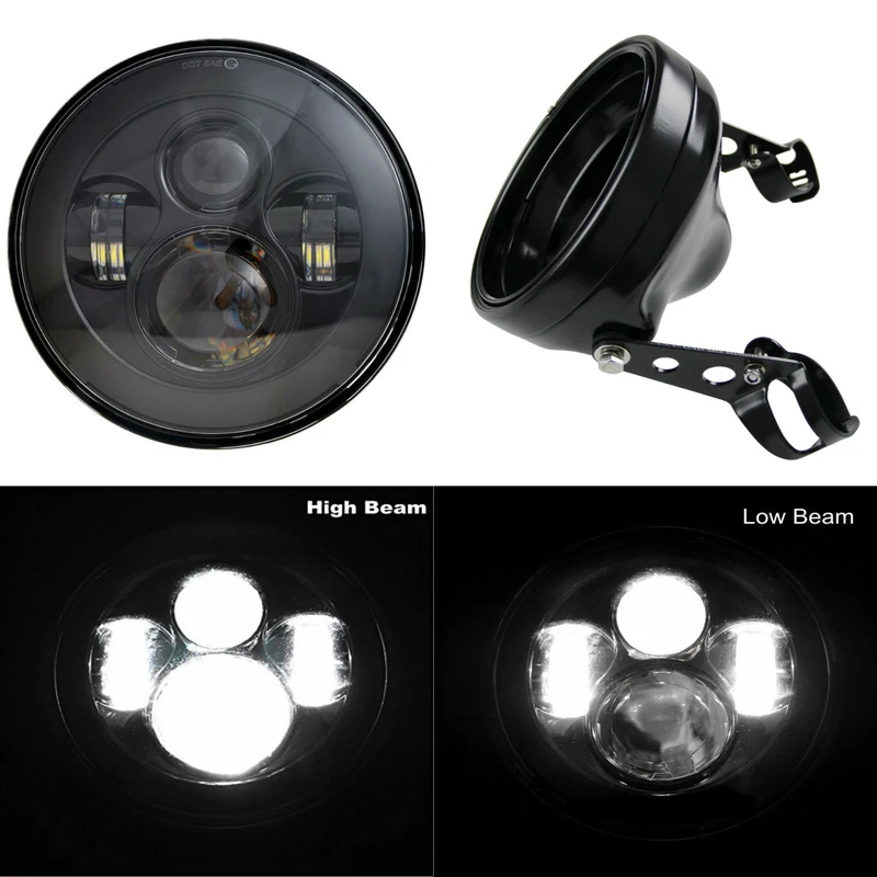 

7inch Round LED Headlight High Low Beam and 7 Inch Motorcycle Headlights Housing Bucket for 7Inch LED Headlight