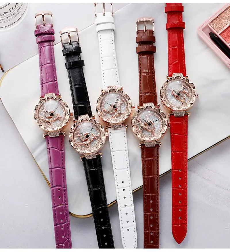 Новинка женские часы браслет модные стразы вращение цветок изысканные