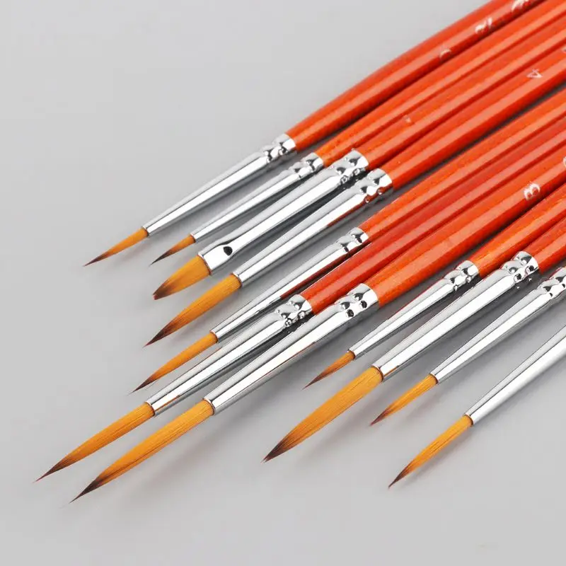 

11pcs/set Professional Detail Paint Brush Fine Pointed Tip Miniature Brushes For Acrylic Watercolor Oil Drawing Kits K3KB