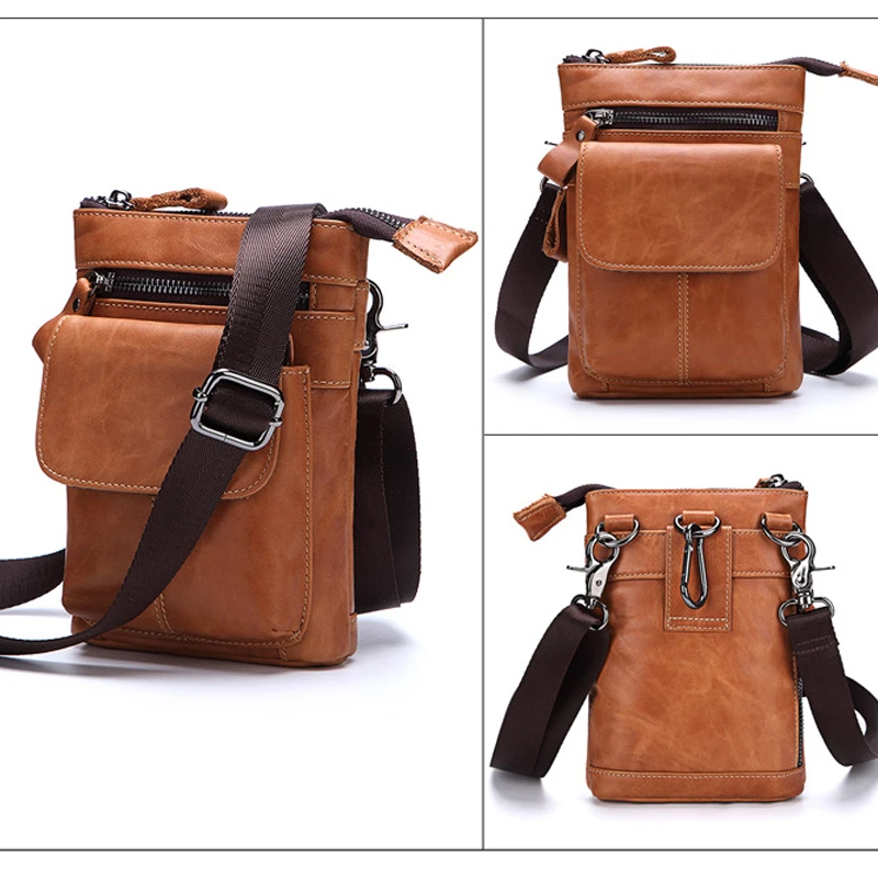 Мужская повседневная сумка кроссбади из коровьей кожи на молнии 2020 новая