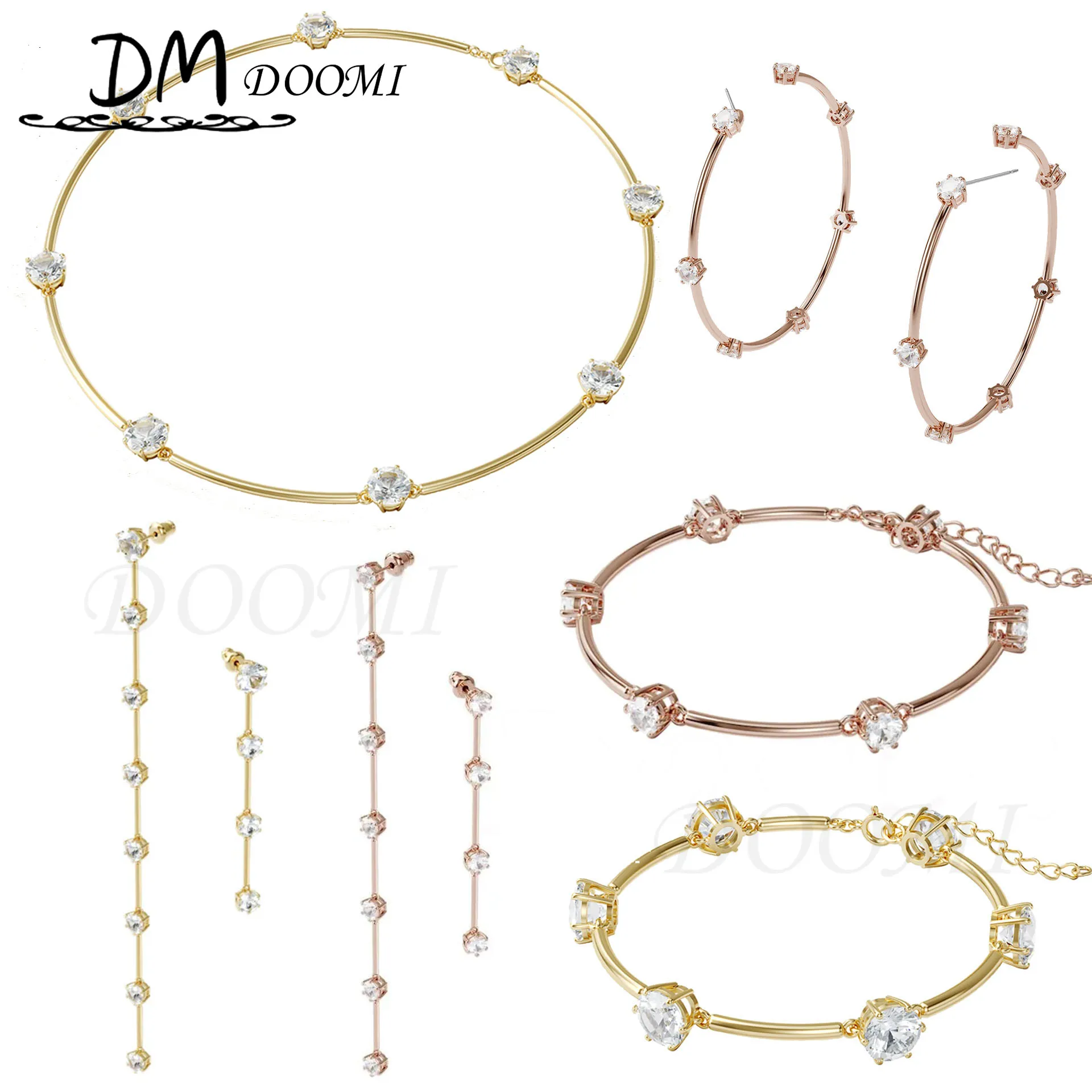 

Fashion Jewelry 2021 SWA New Constella Round Necklace Original Gold Bright Crystal Ladies All-Match Jewelry Romantic Gift