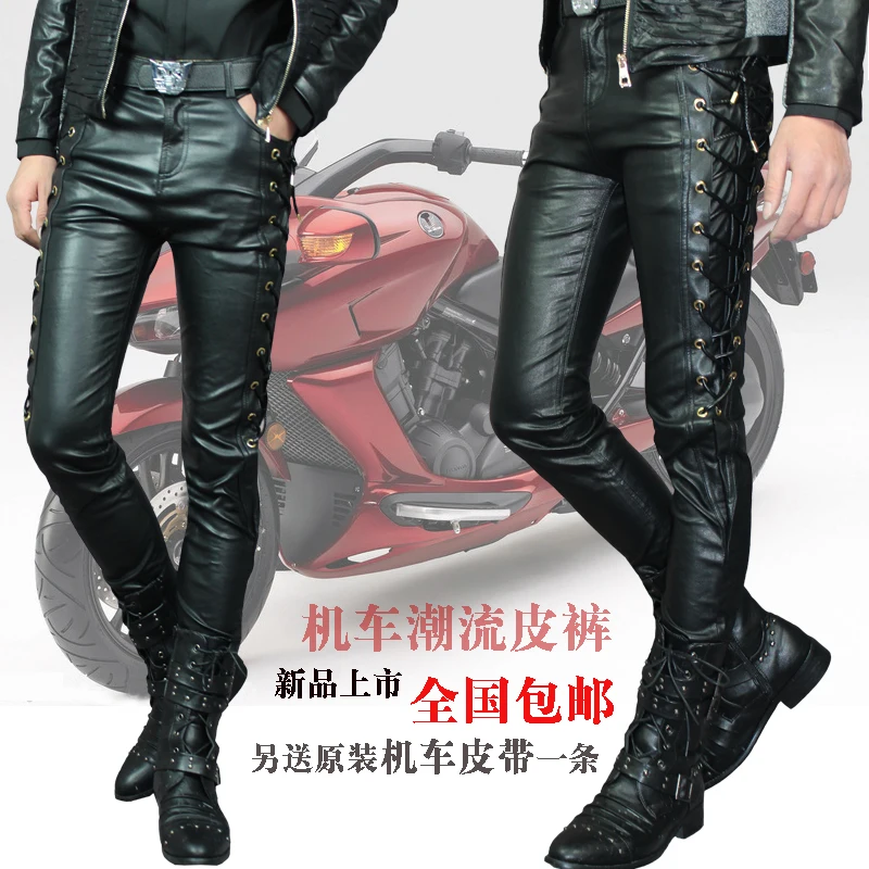 Бесплатная доставка новые мужские брюки для ночных клубов тонкие мотоциклетные