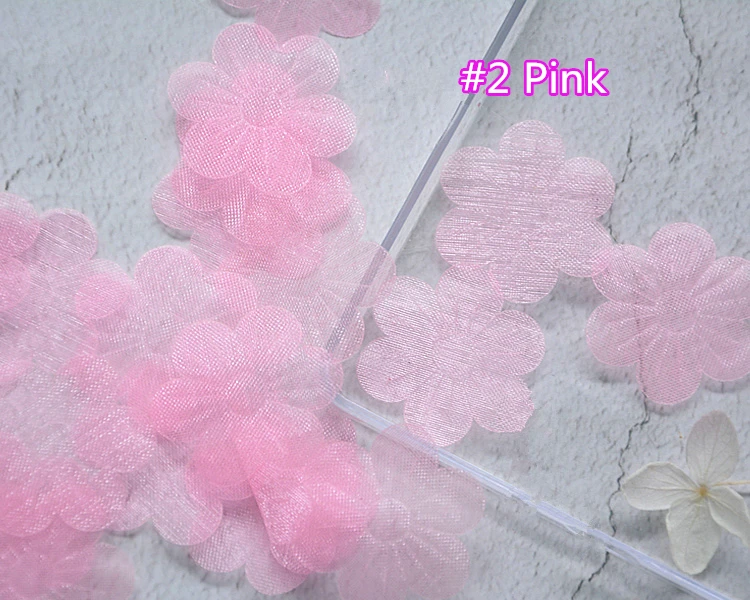 2 Pink 100 шт прозрачные снежные пряжа цветок аксессуары ручной работы свадебная вуаль декоративные тюлевые цветы платье материал для изготовления RS2635 - Цвет: 2 Pink