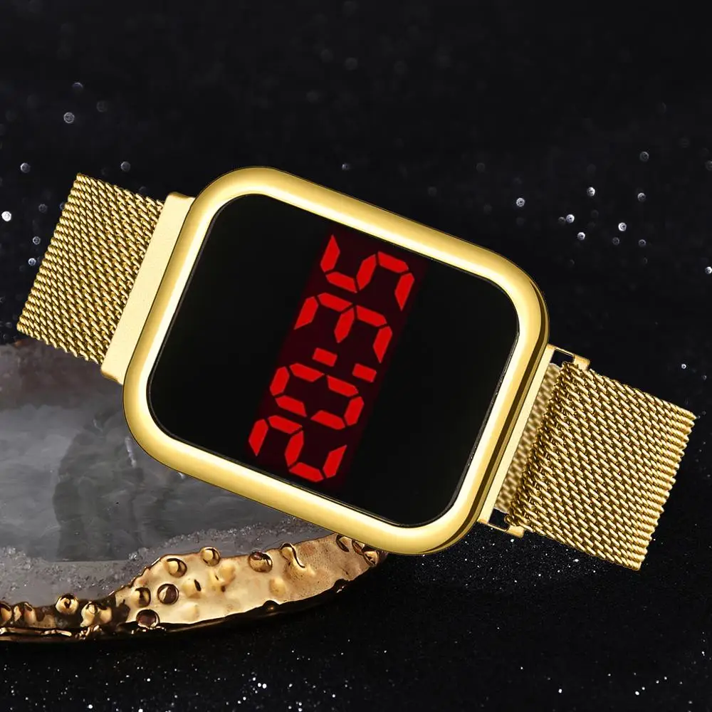 

Часы женские кварцевые из нержавеющей стали под розовое золото со светодиодсветодиодный подсветкой