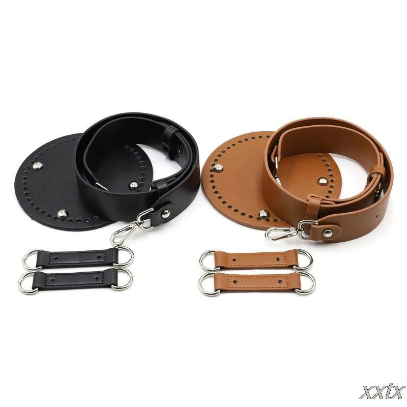 

4Pcs/Set Faux Leather Bucket Bag Bottom Wide Shoulder Strap for DIY Knit Handbag