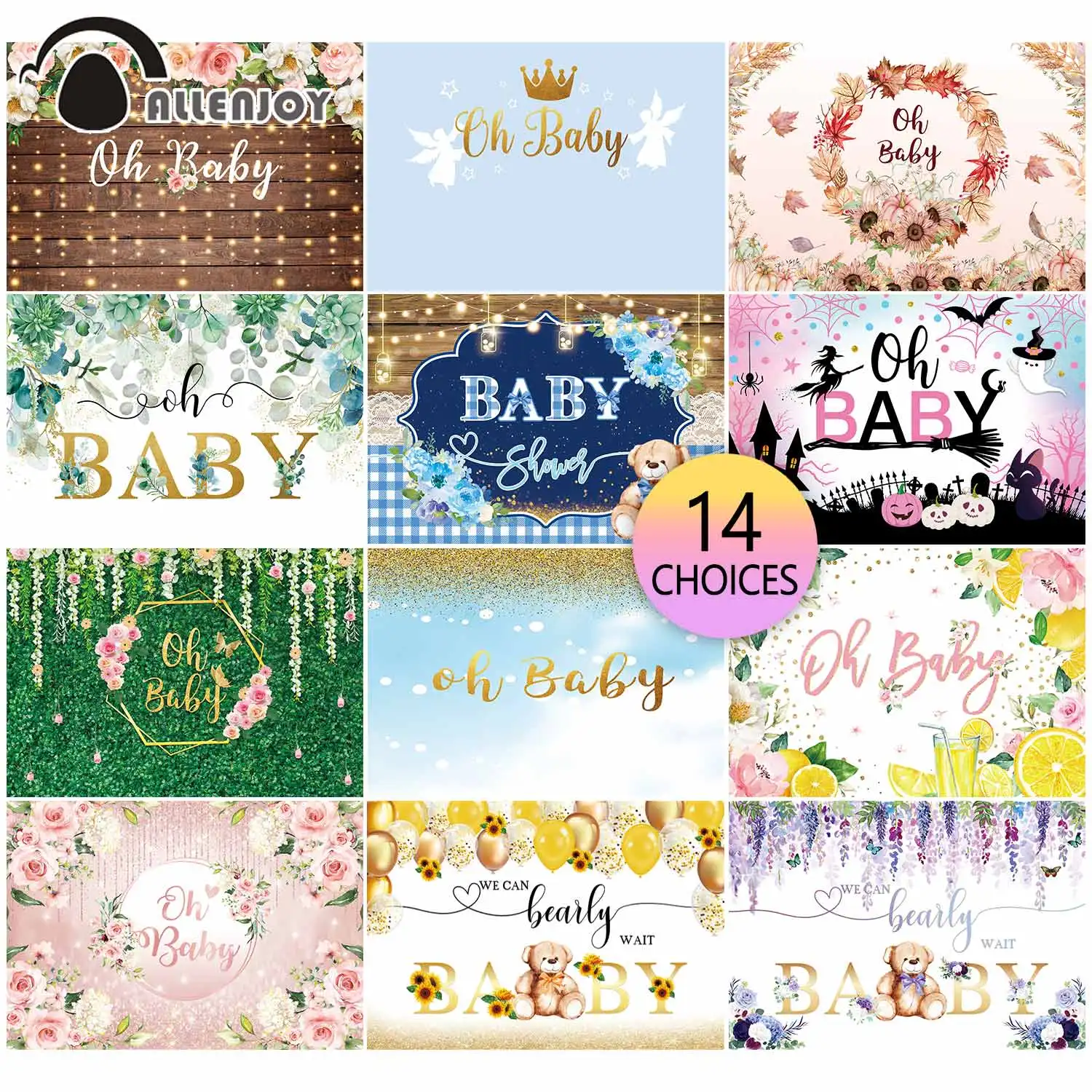 Фон Allenjoy для дня рождения вечеринки Добро пожаловать Oh Baby Shower Причастие
