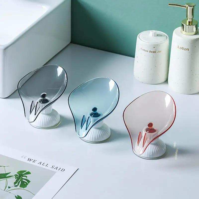 

Leaf Shape Punch-free Soap Box Drain Soap Holder Rack Suction Cup Rotatable Multifun Kitchen Bathroom Supplies Gadgets