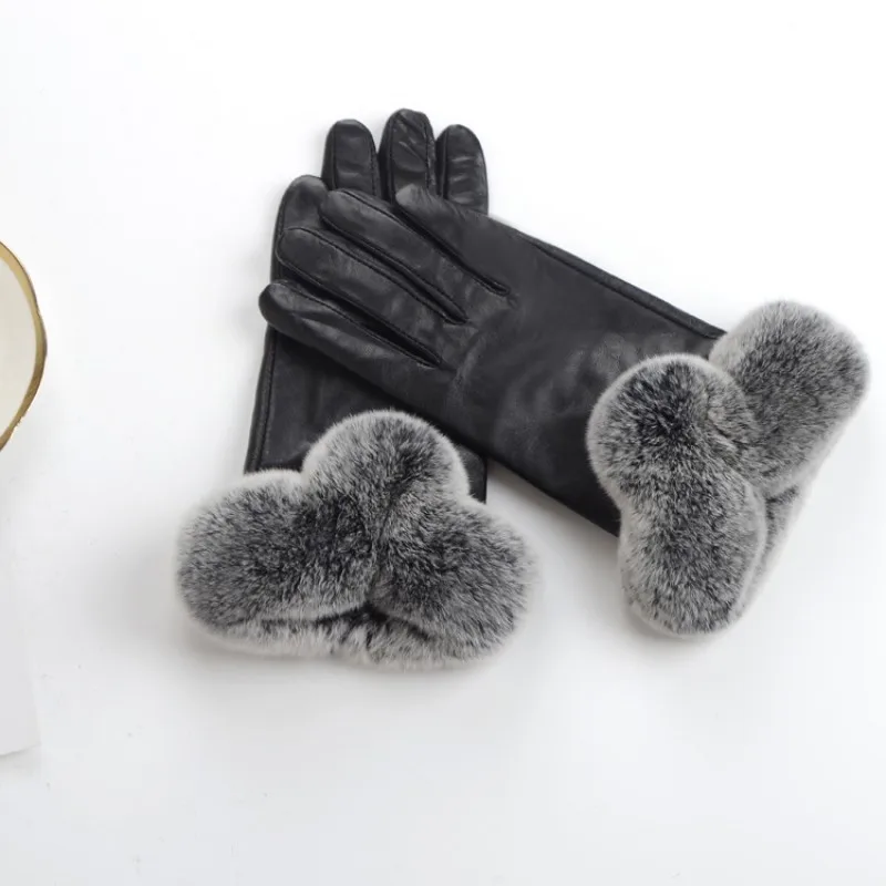 2020 New Arrival Female Winter Gloves Fashion Fur Women Solid Motorcycle Comfortable Guantes Mujer Cuero | Аксессуары для одежды